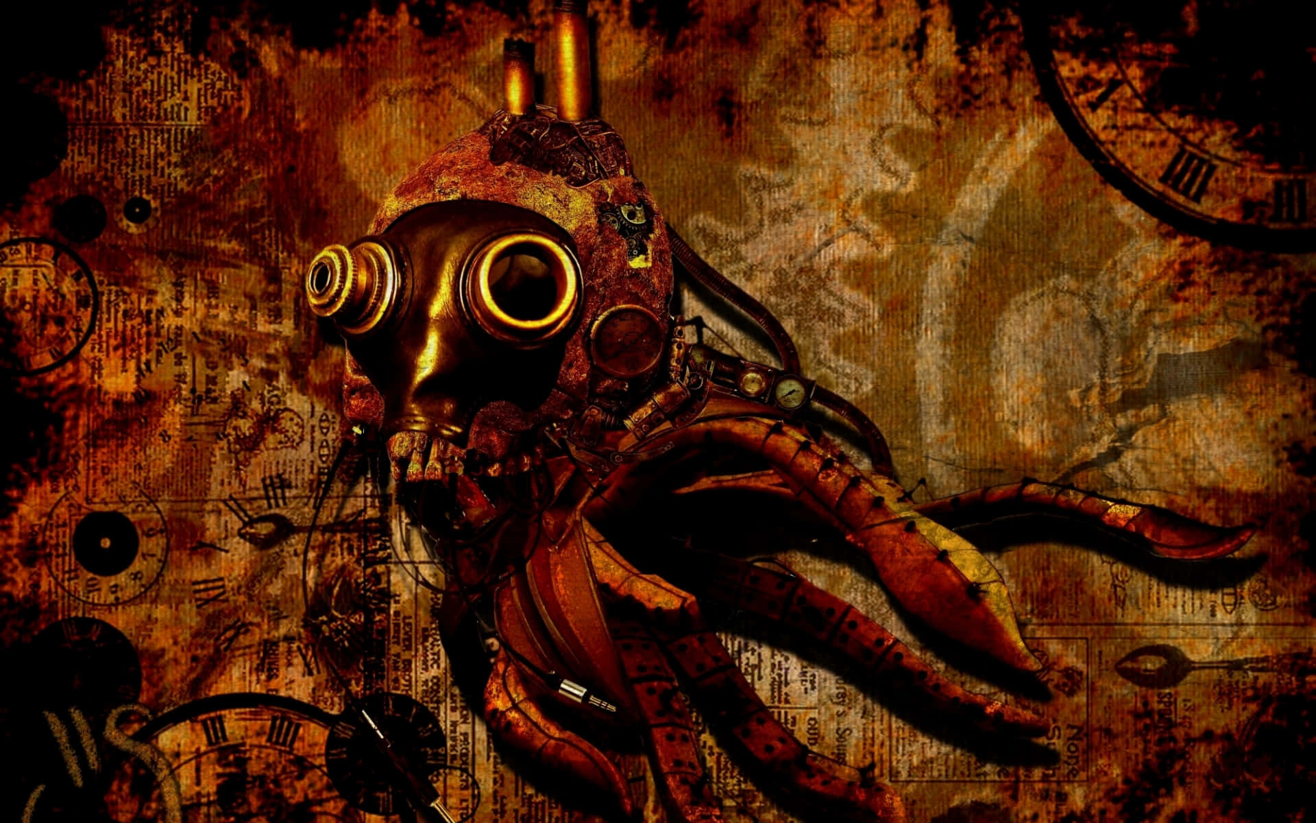 Mysterious Steampunk World in Darkness Wallpaper