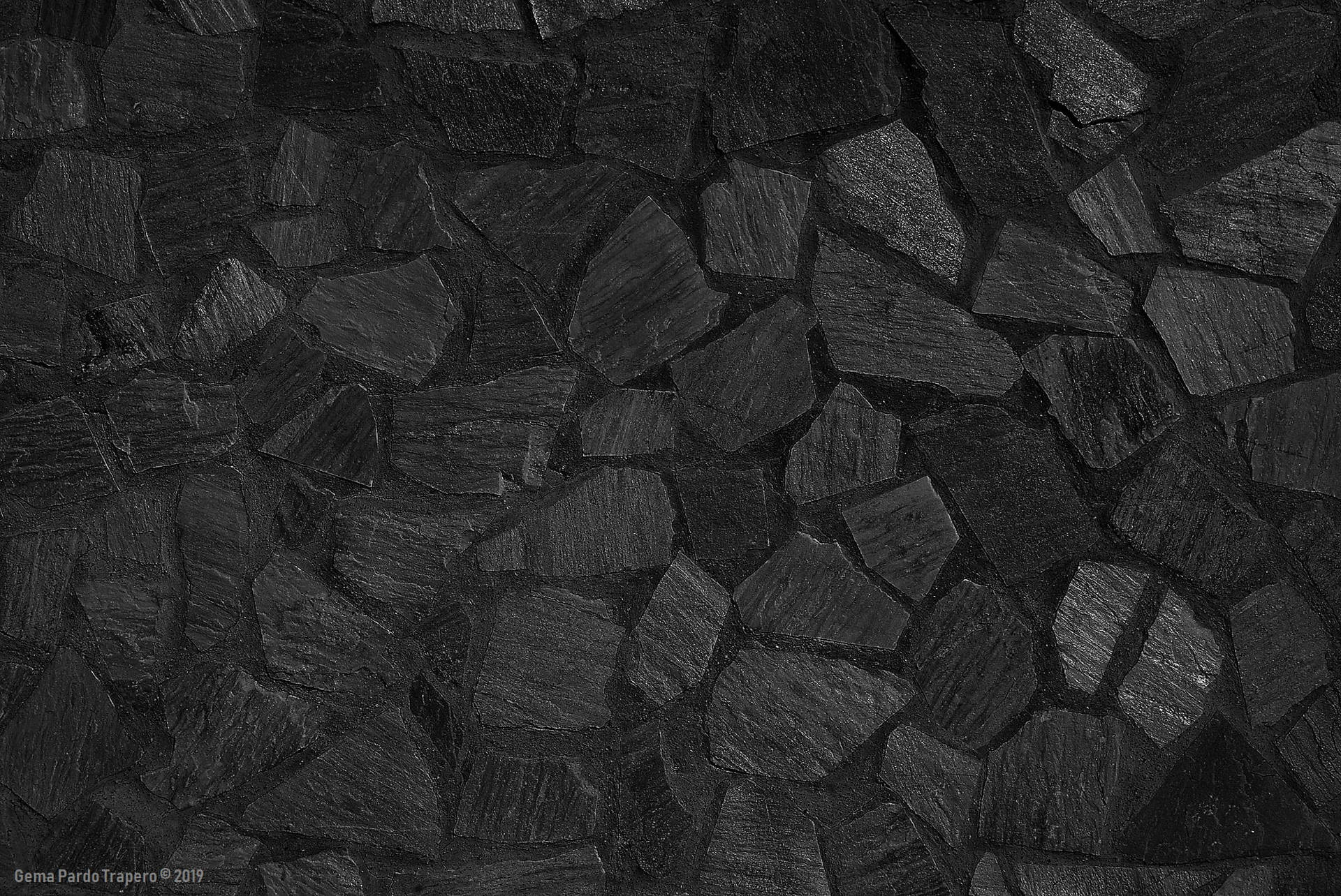 Dark Stone Wall Mosaic Black Pattern Wallpaper