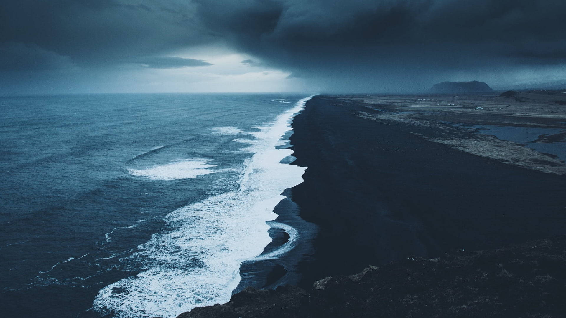 Dark Stormy Beach Wave iPhone Wallpaper