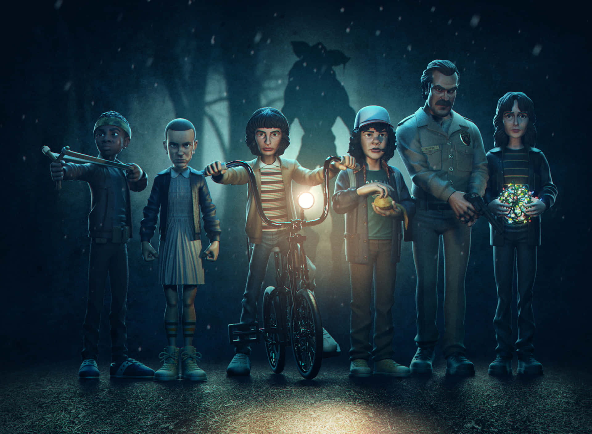 Mörkstranger Things Konst (for A Computer Or Mobile Wallpaper With A Dark Theme) Wallpaper