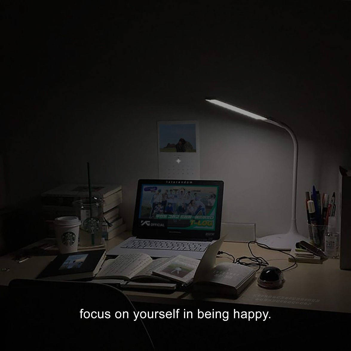 Dark Study Table With Quote Wallpaper