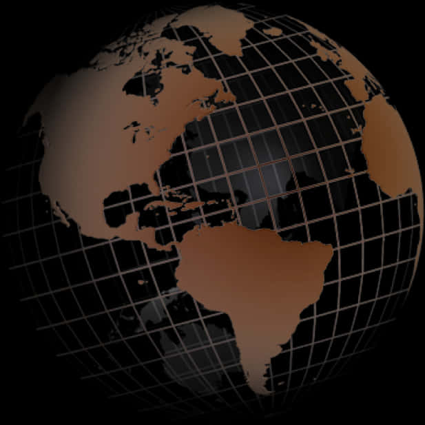 Dark Stylized Globe Graphic PNG