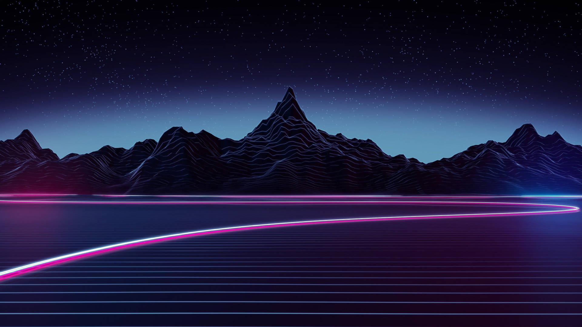 Dark Synthwave Mountains Wallpaper