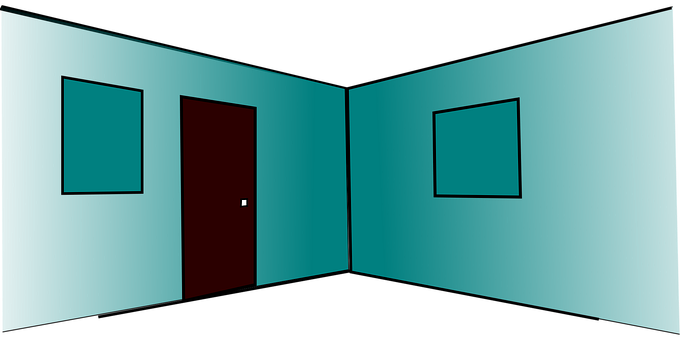 Dark Teal Roomwith Doorand Frames PNG