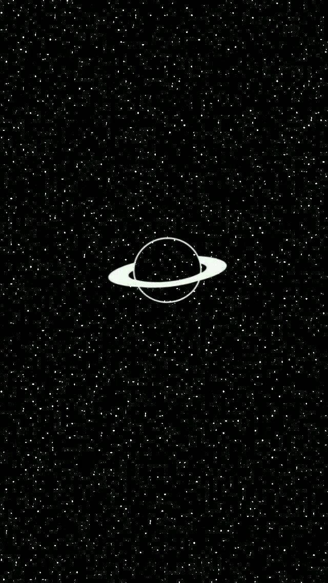 Dark Theme Minimalist Saturn Planet Wallpaper