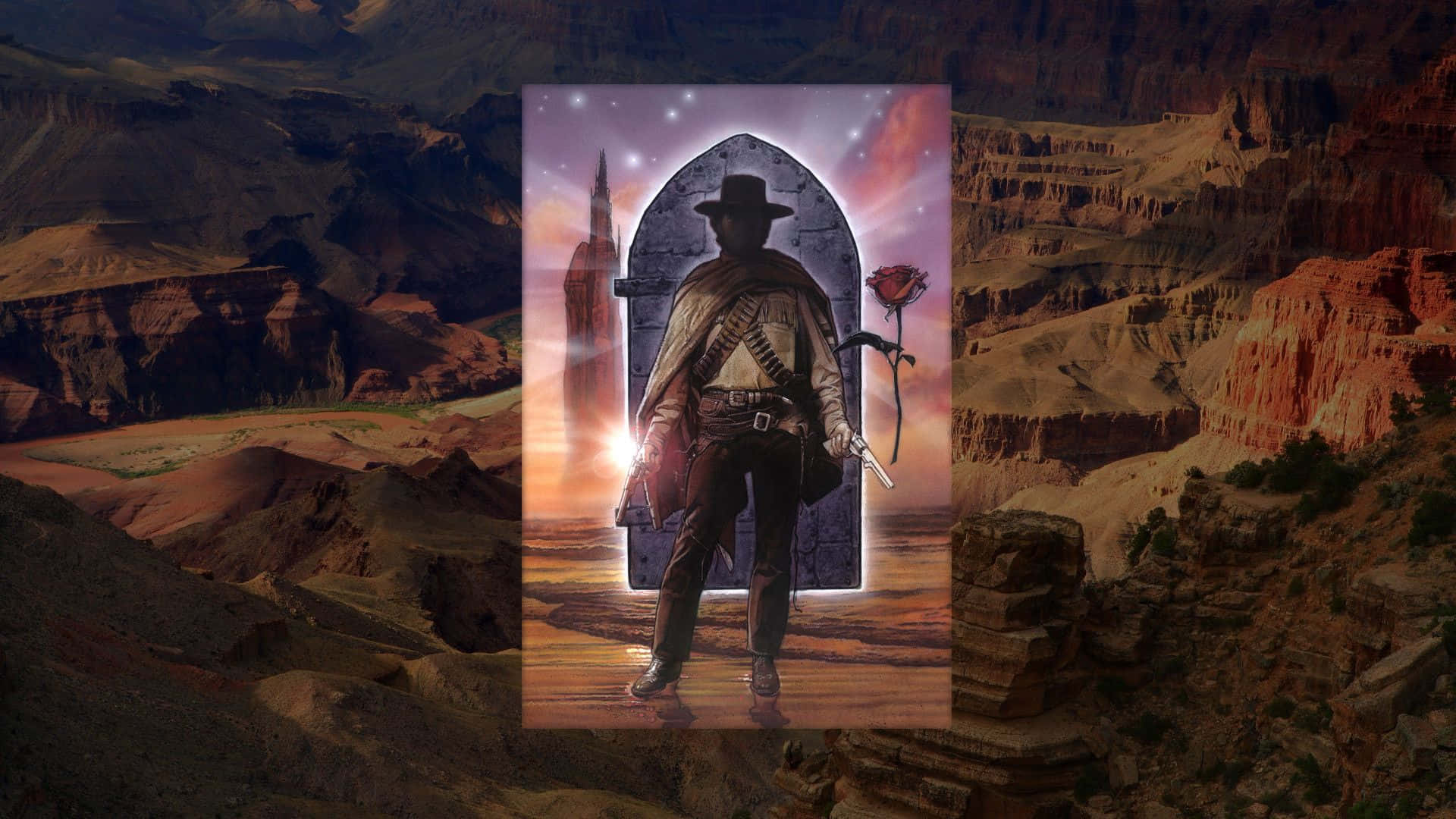 The Dark Tower stands tall and mighty in an eerie landscape Wallpaper