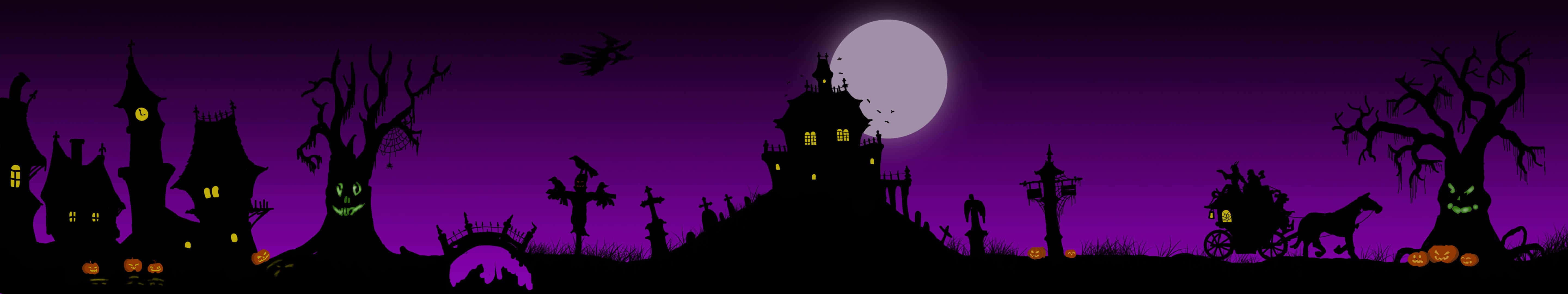 Escenamorada De Halloween Oscuro Para Tres Monitores Fondo de pantalla