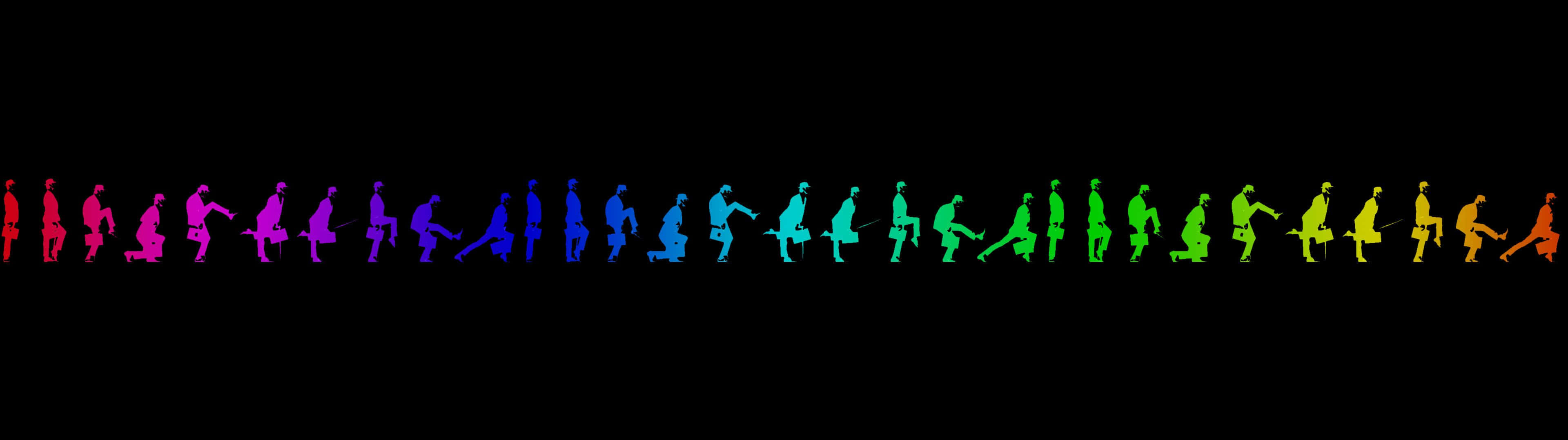 Rainbow Walking Person Dark Triple Monitor Wallpaper