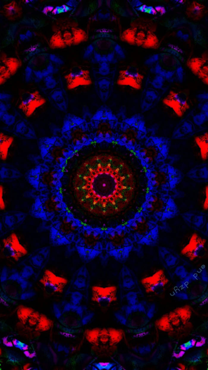 Dark Trippy Red And Blue Circles