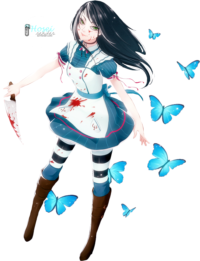 Dark Twist Alicewith Butterflies PNG