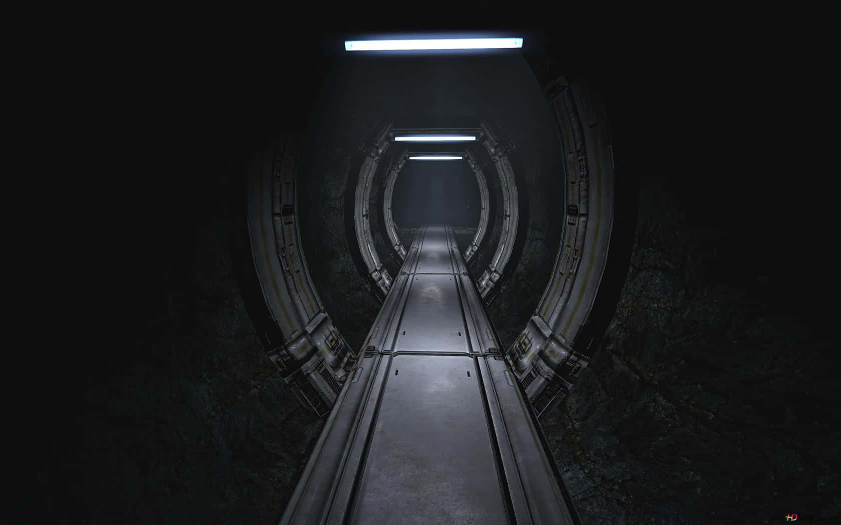 Mysterious Dark Underground Tunnel Wallpaper