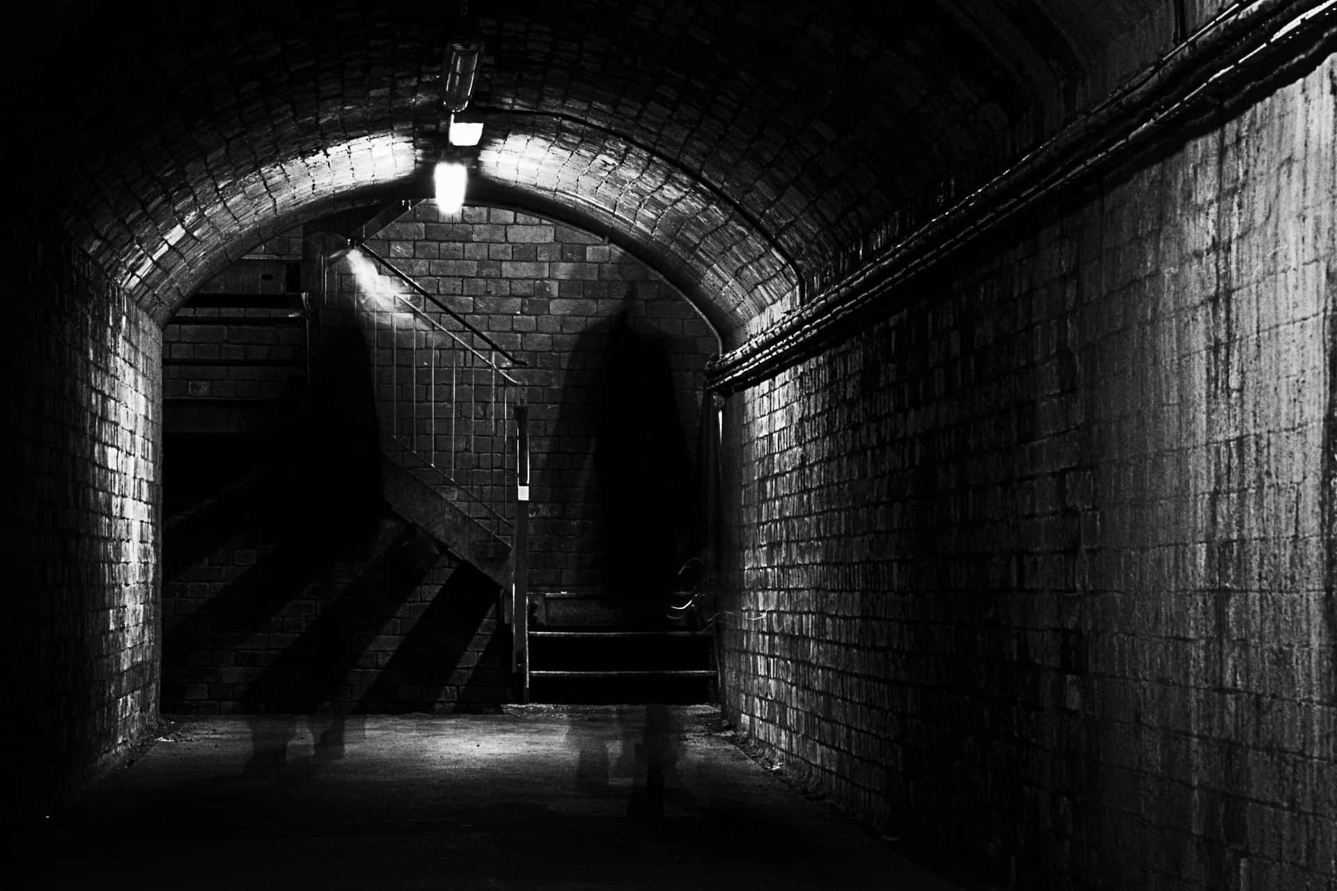 Mysterious and Enchanting Dark Underground Tunnel Wallpaper