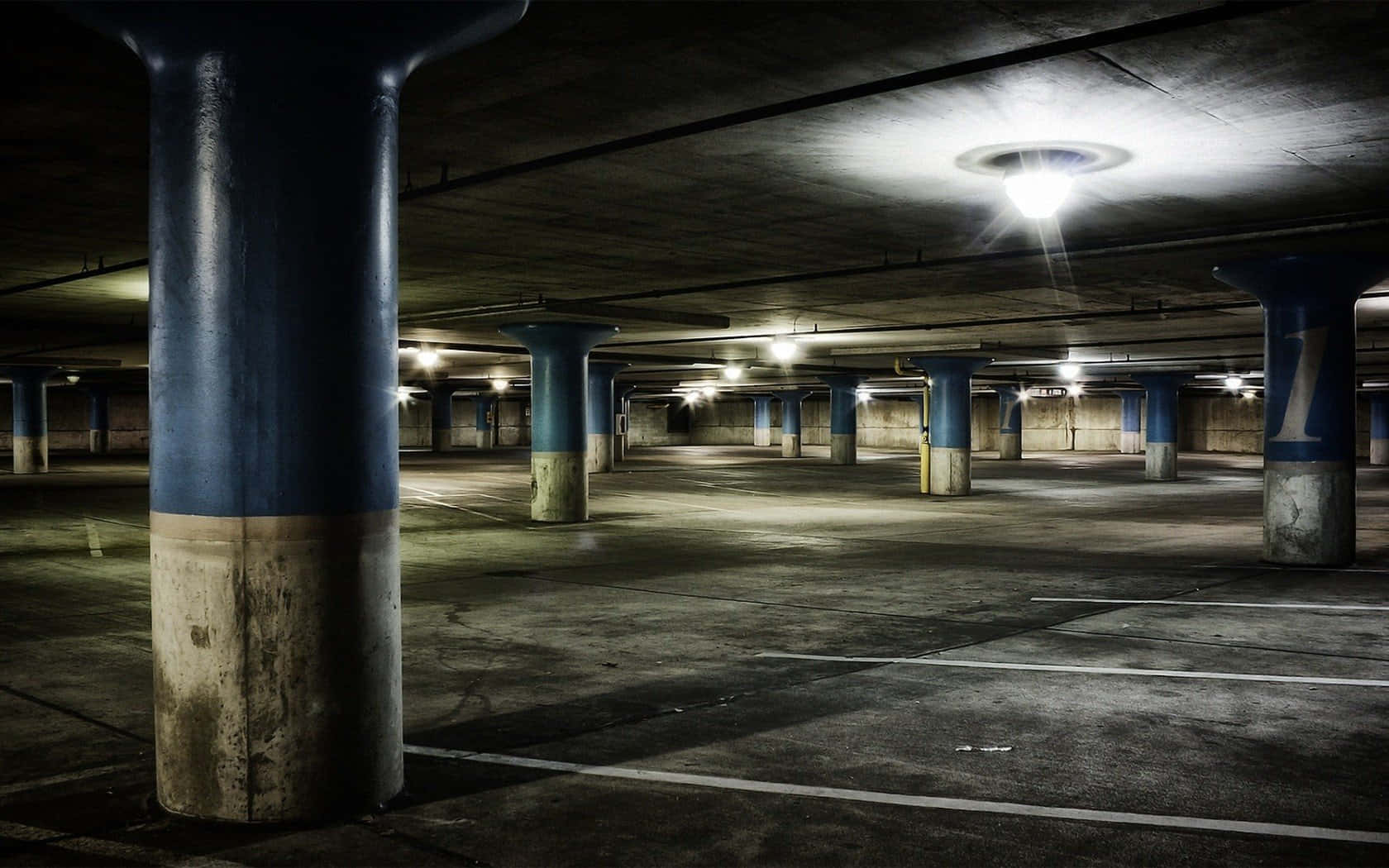 Dark Underground Abandoned Parking Lot Wallpaper