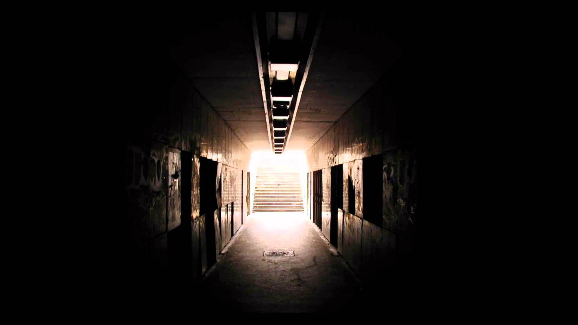 Dark Underground Hallway Wallpaper