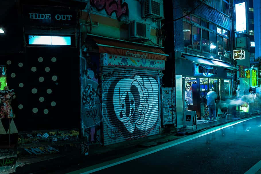 Scène De Vie Nocturne Urbaine Sombre Fond d'écran