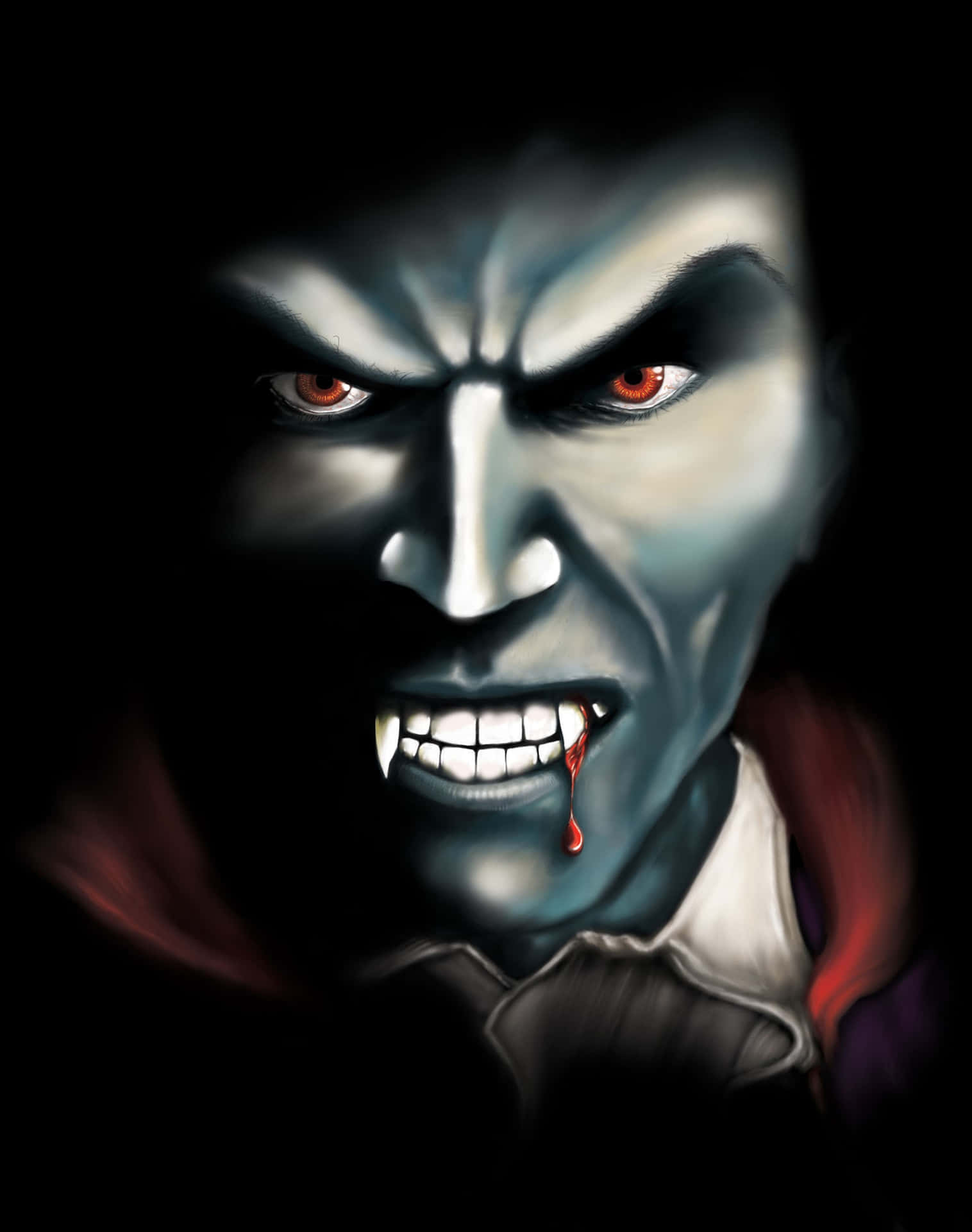 Mysterious Dark Vampire Emerging from the Shadows Wallpaper
