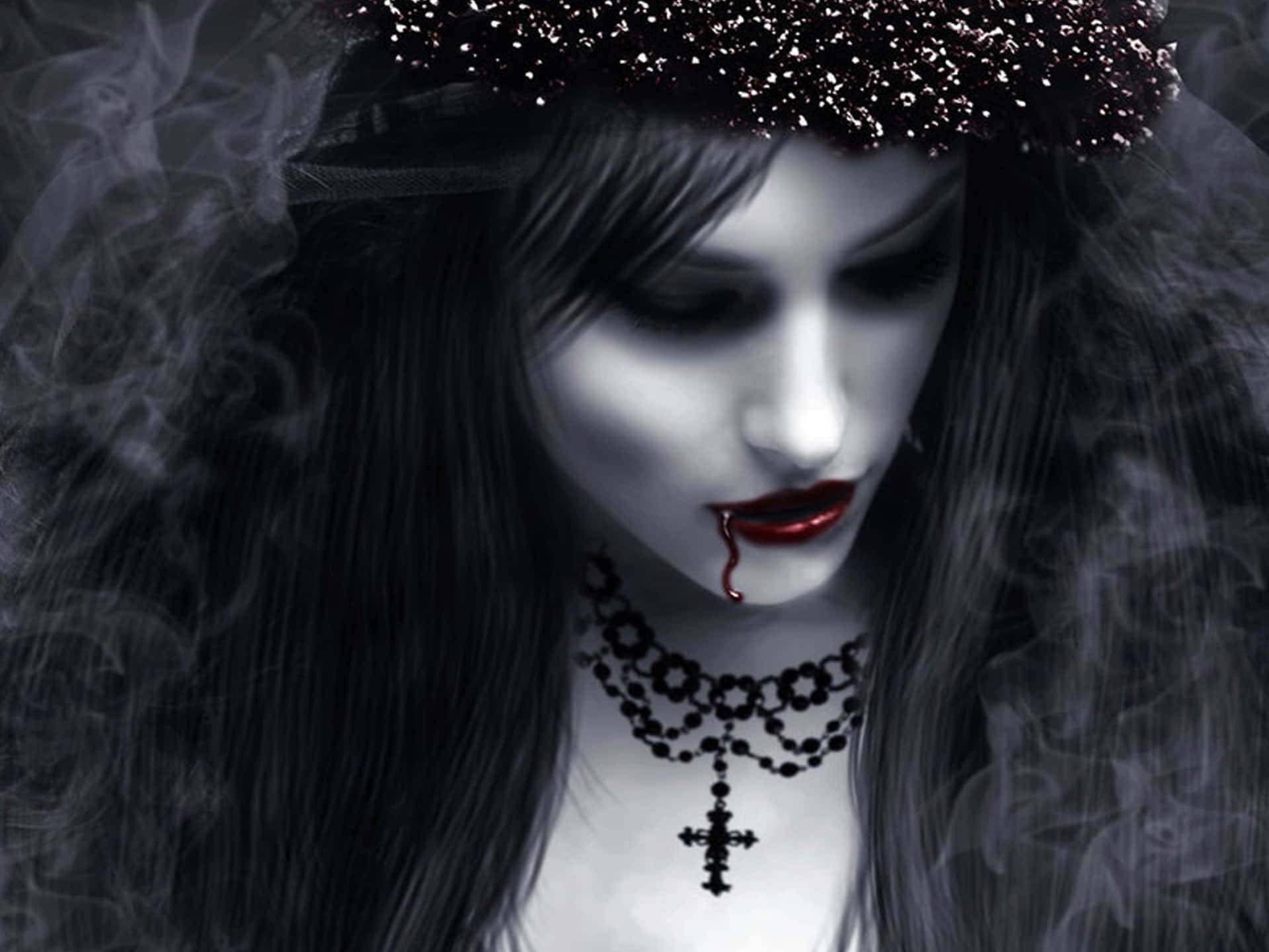 Dark Vampire in Shadows Wallpaper