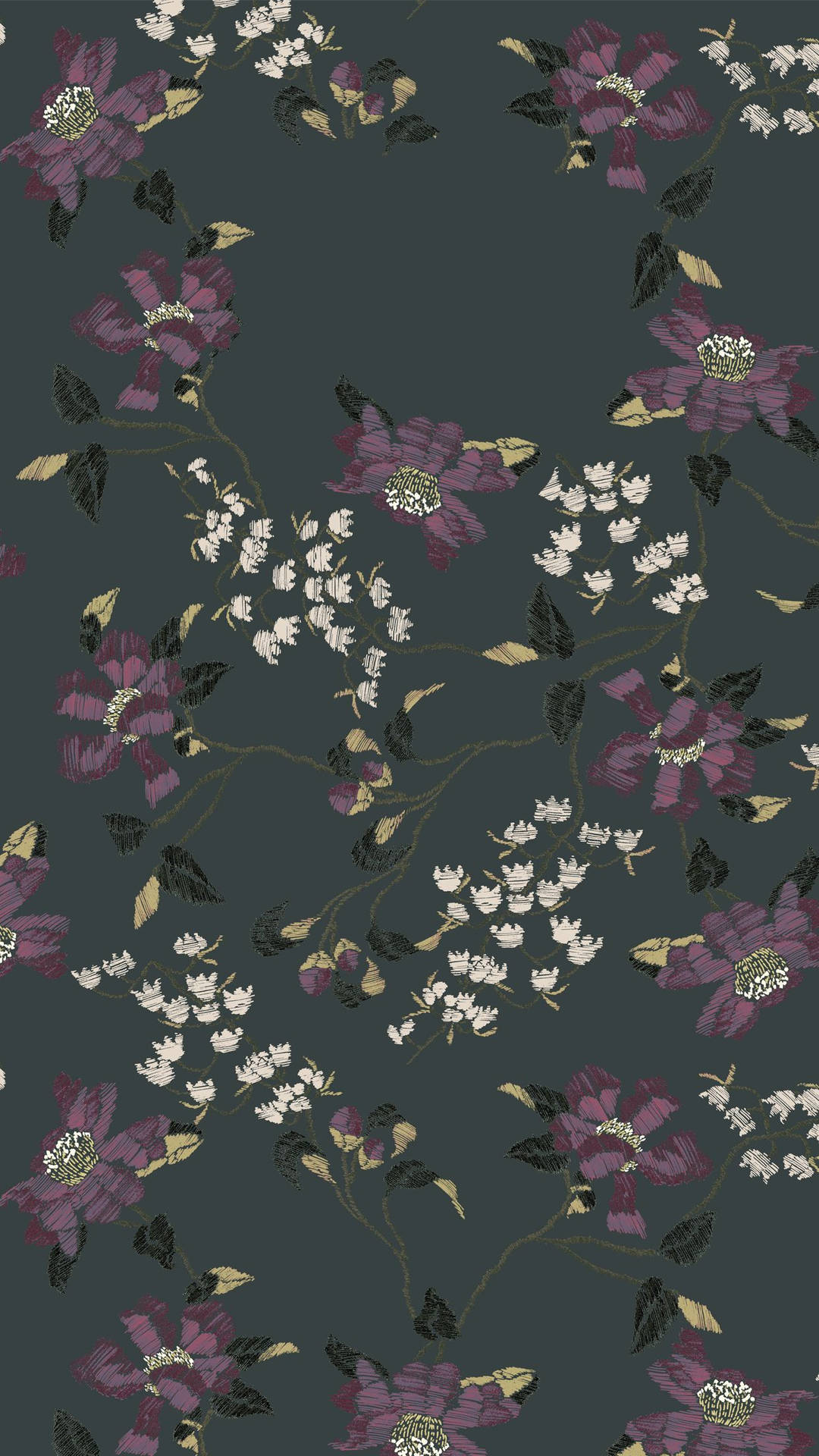 Dark Violet Flowers Floral Iphone Wallpaper