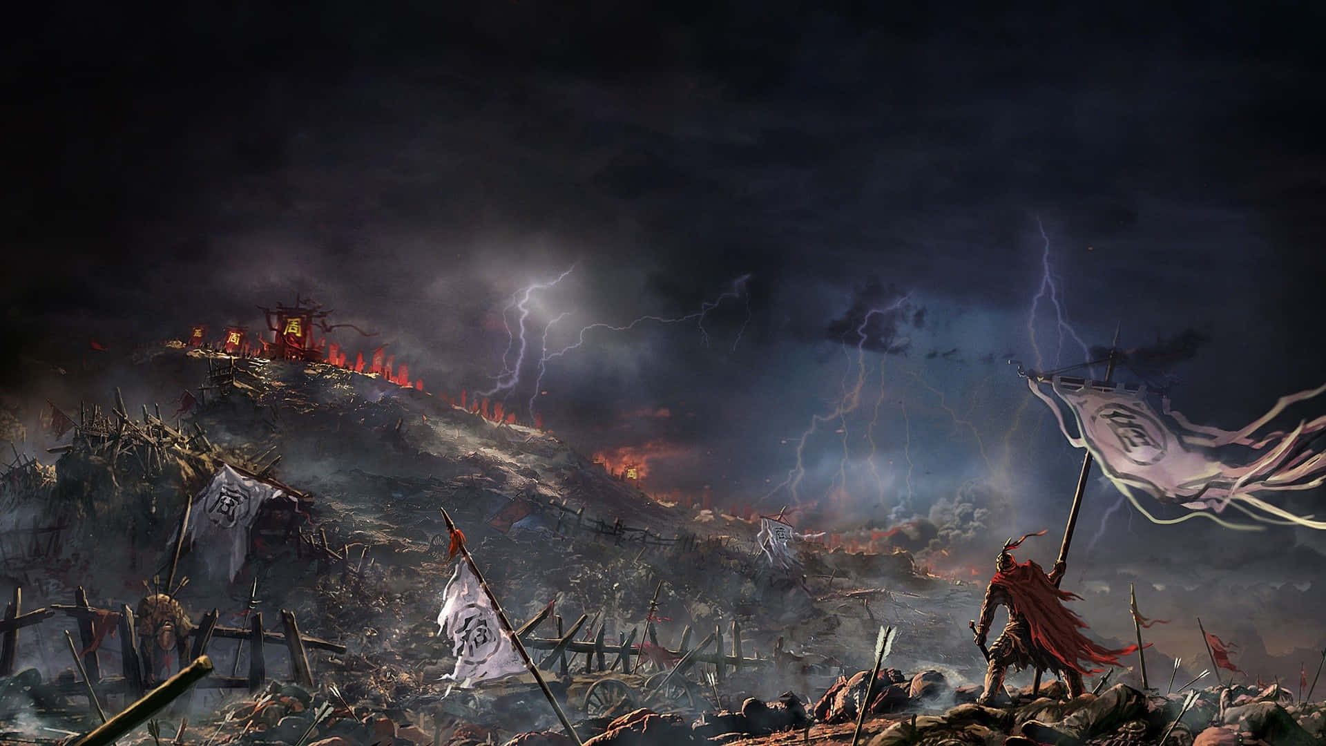 Epic Battle Scene in Dark War Wallpaper