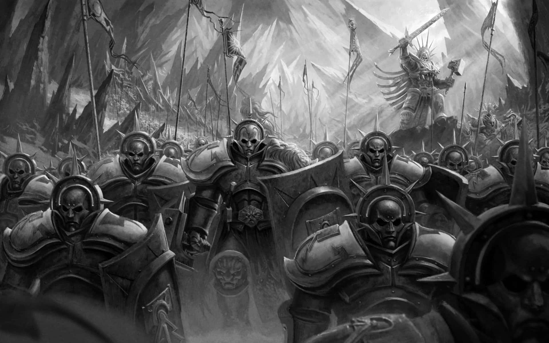 Battle of Warriors Amidst Darkness Wallpaper