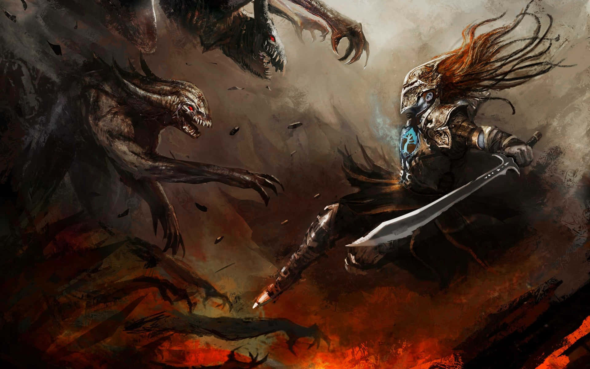 Dark War Fantasy Battle Scene Wallpaper