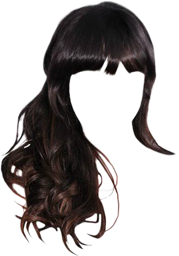 Dark Wavy Hairwith Side Swept Bangs PNG