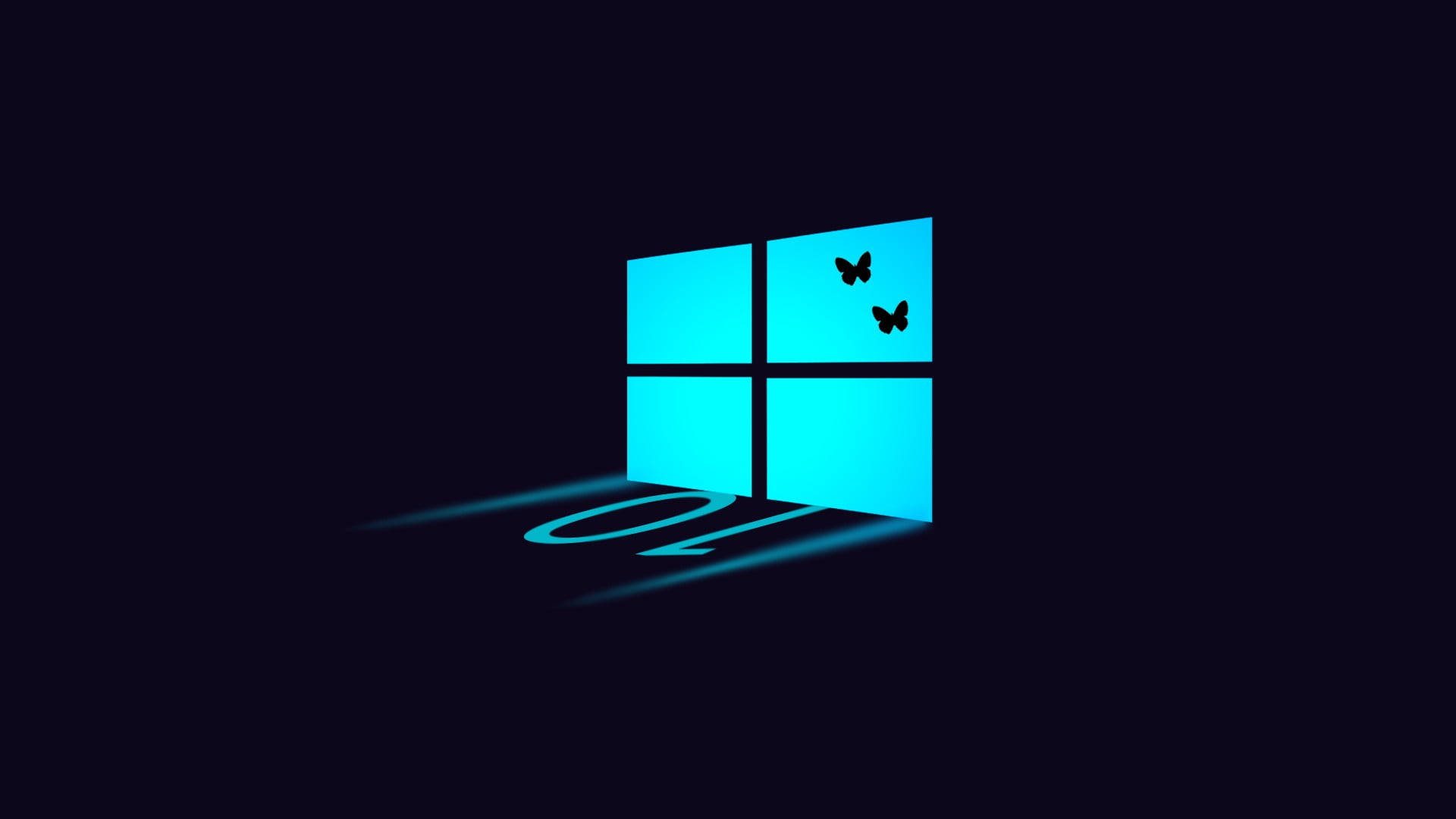 Dark Windows 10 Logo With Butterflies Wallpaper