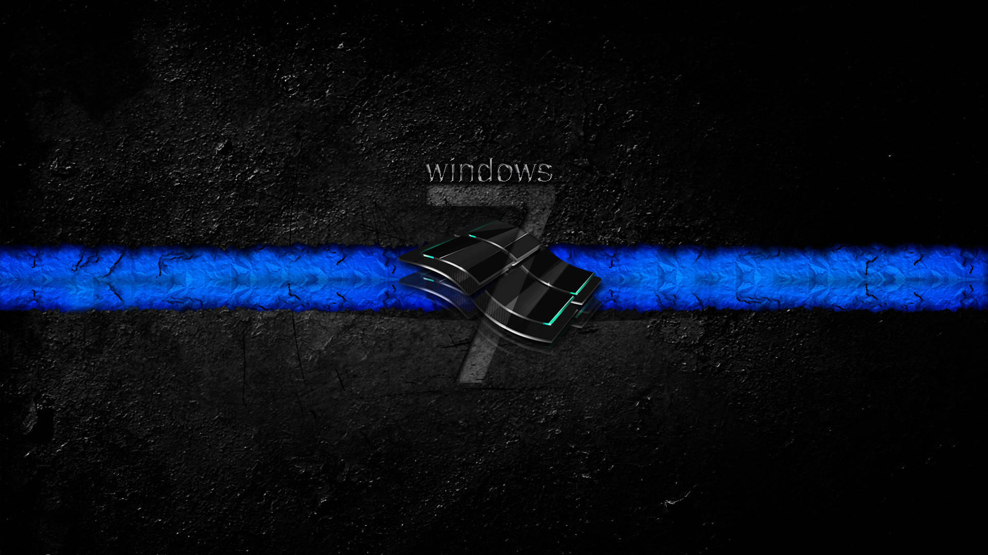 Dark Windows 7 With Logo Wallpaper