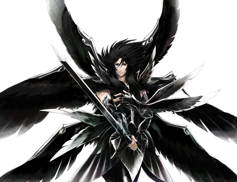Dark Winged Anime Character PNG