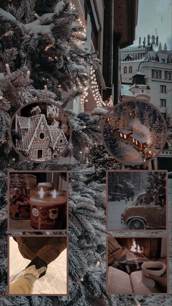 Donker Winter Collage Esthetiek Moodboard Achtergrond