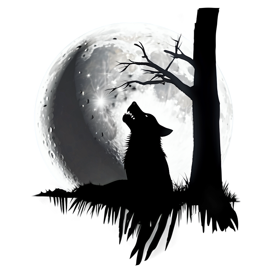 Dark Wolf Silhouette In Moon Png 70 PNG
