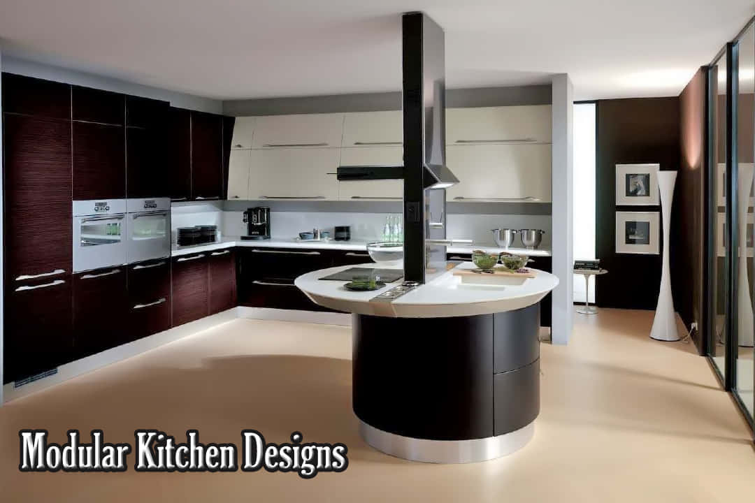 Dark Wood Modular Kitchen Design Picture