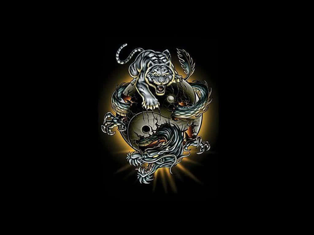 Dark Yin Yang 4k With Tiger And Dragon Wallpaper