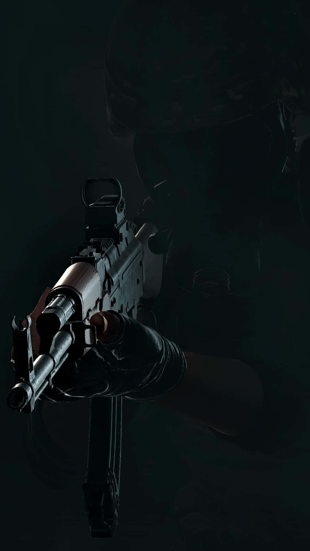 Darkened_ Figure_ Holding_ Gun Wallpaper