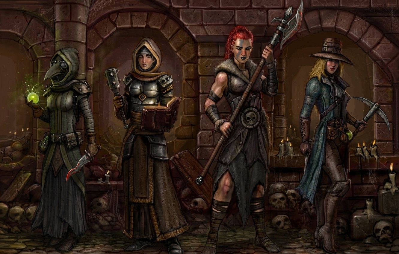 Unyielding heroes brave the depths of the Darkest Dungeon Wallpaper