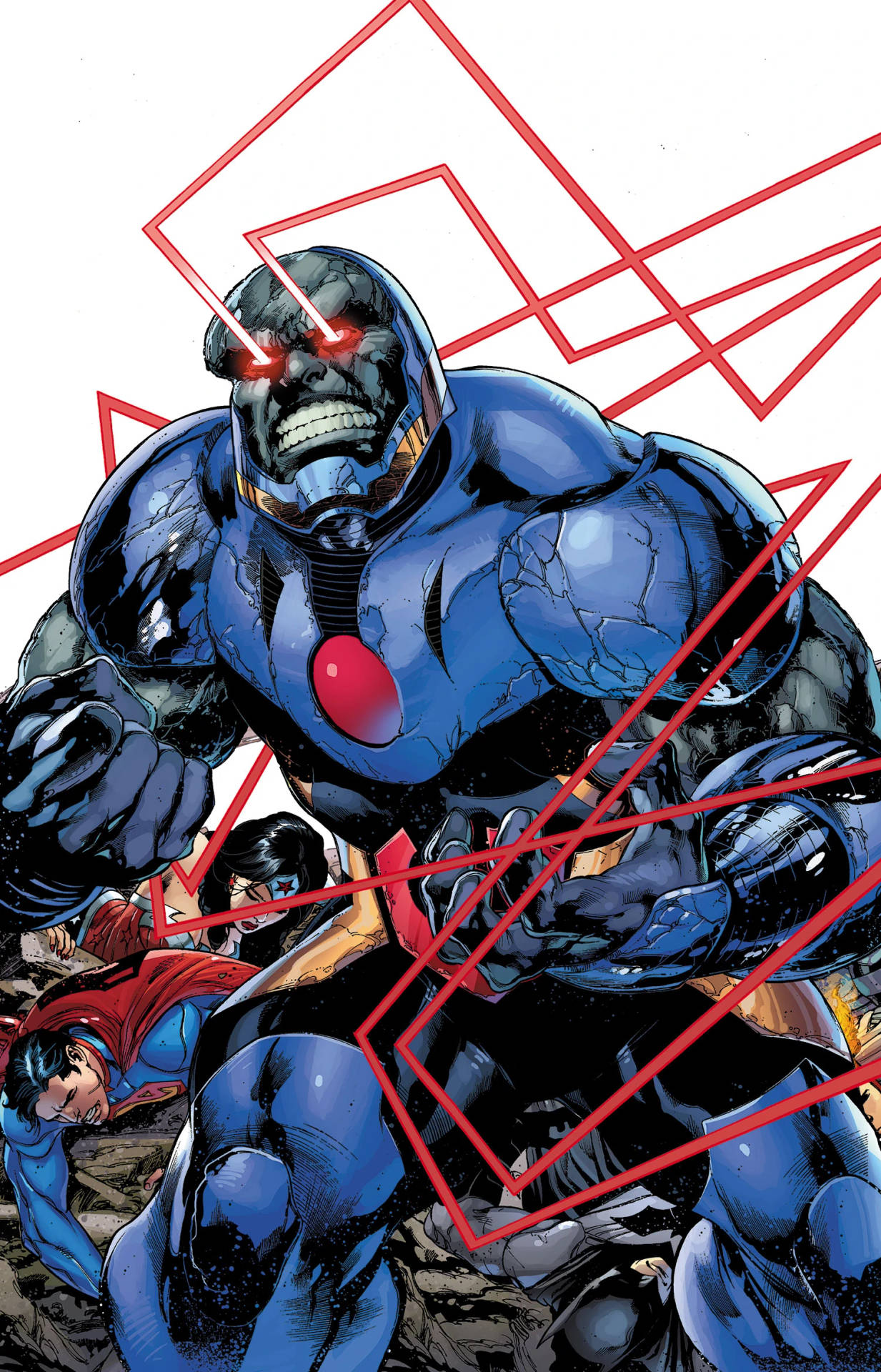 Darkseidöver Besegrad Hög Av Dc-superhjältar. Wallpaper