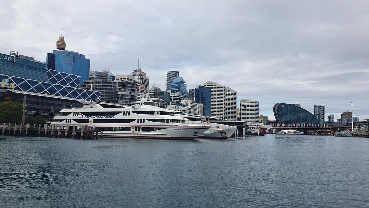 Darling Harbor Sydney Cruise Ships Skyline Wallpaper