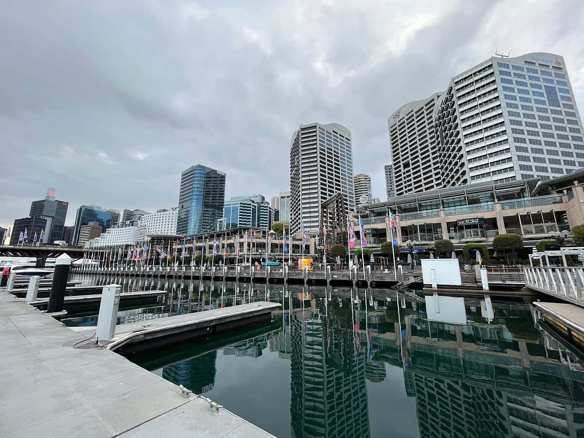 Darling Harbor Sydney Waterfront Reflections Wallpaper