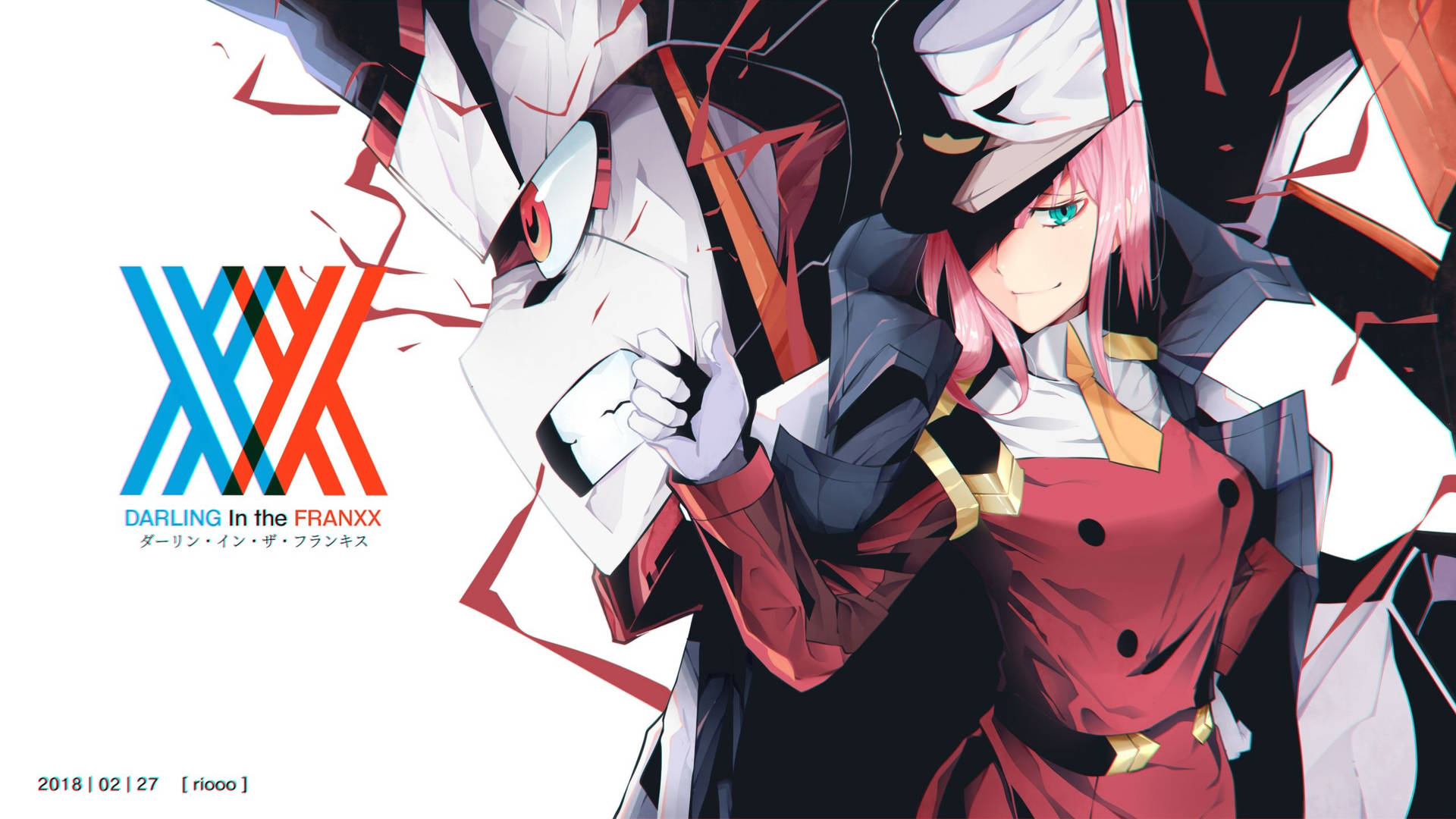 Hiro and Zero Two, the star crossed lovers of 'Darling In The Franxx' Wallpaper