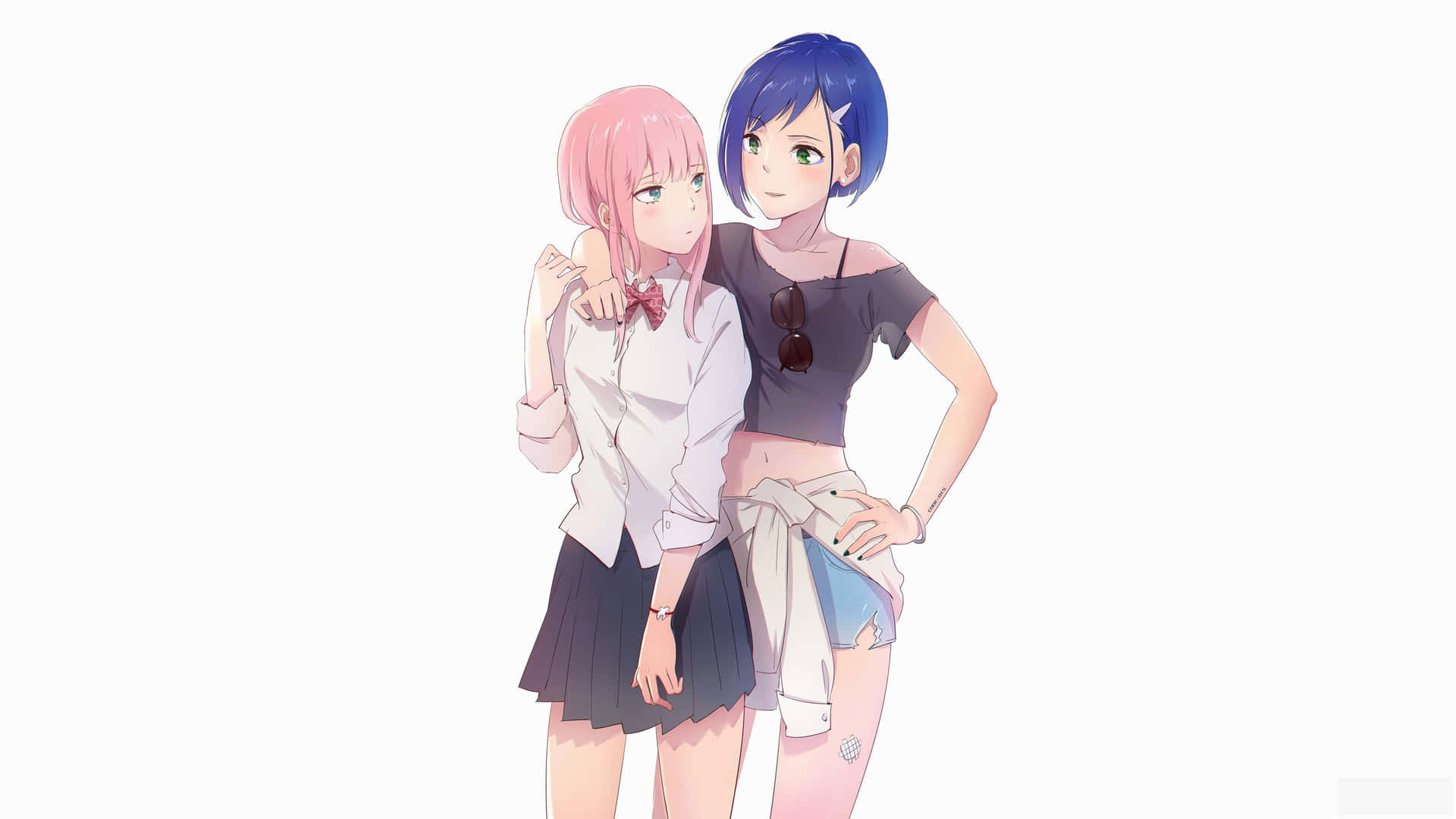 Hiro and Zero Two share a passionate embrace.
