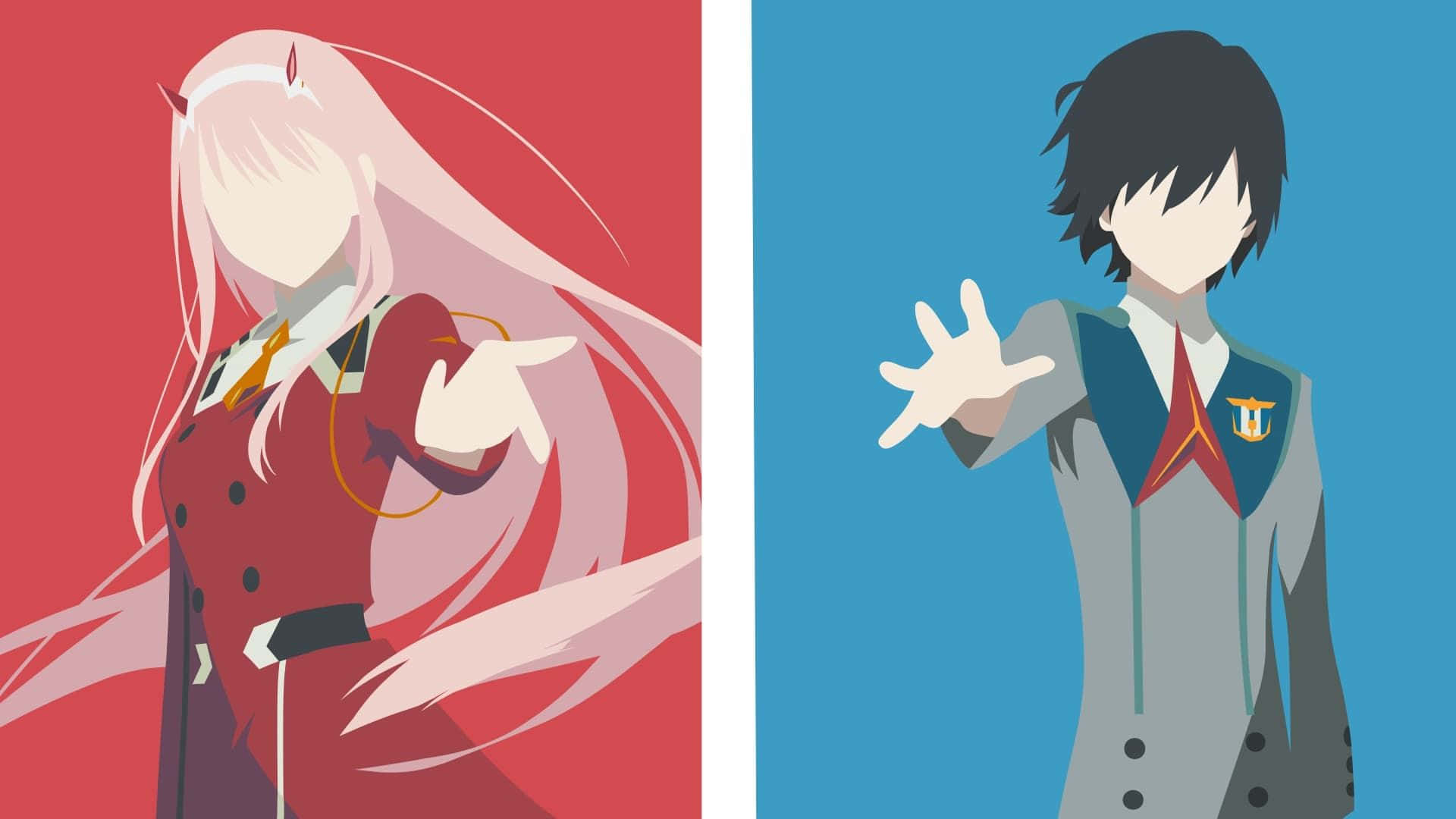 Get ready for adventure with Zero Two and Hiro from Darling In The Franxx