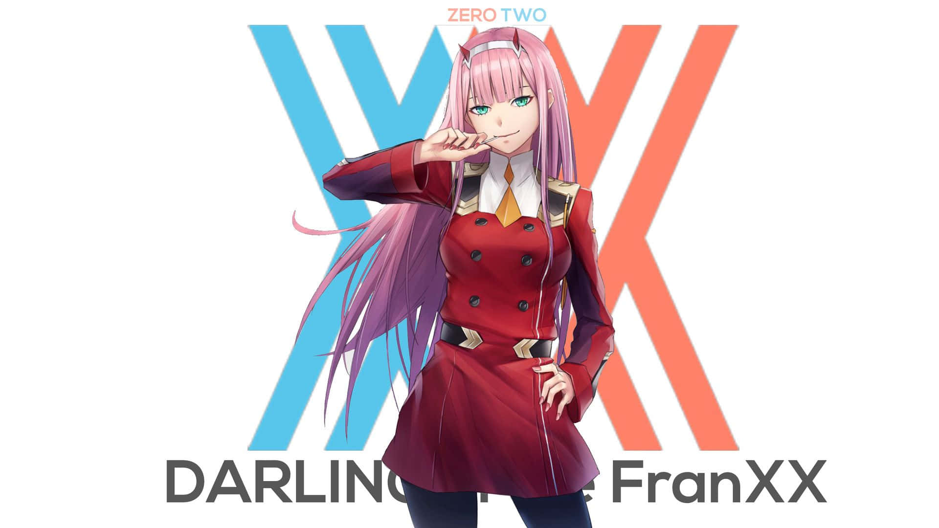 Zero Two and Hiro in a loving embrace in Darling in the Franxx