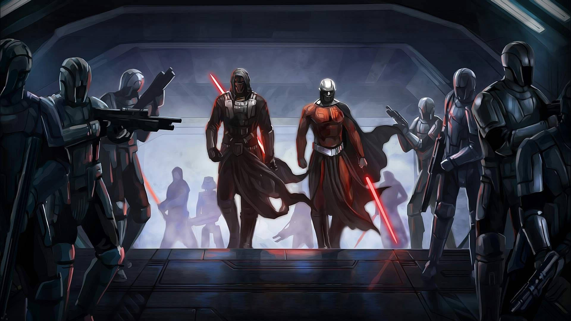 Darth Revan Leads His Droid Army Wallpaper