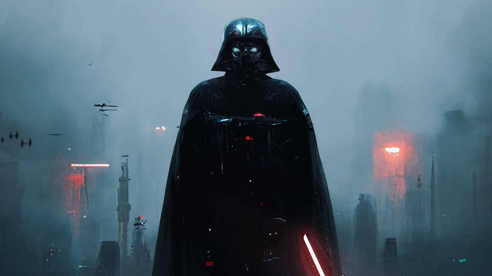 Darth Vader 4k Demolished City Background