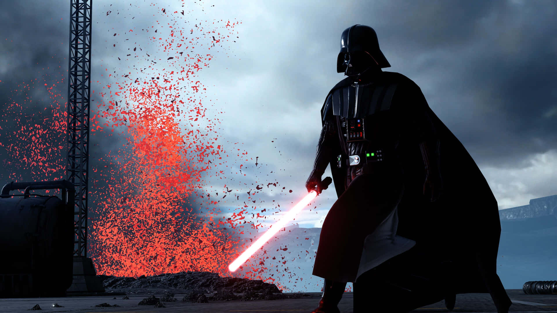 Darth Vader Red Lightsaber Action Wallpaper