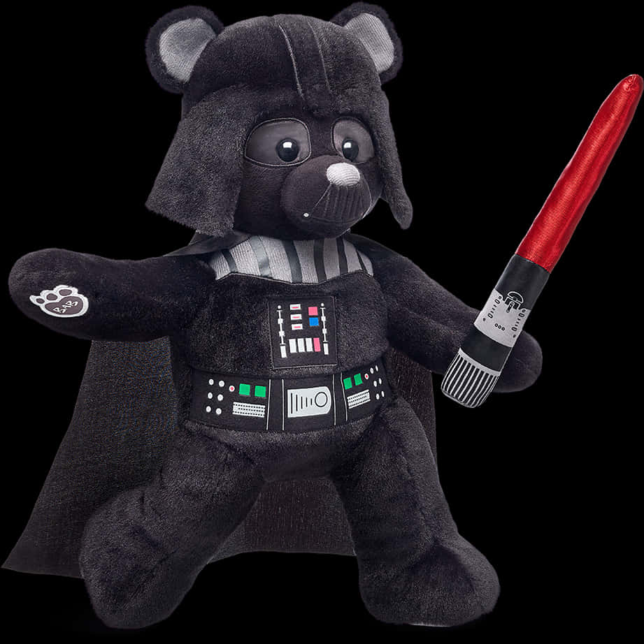 Darth Vader Themed Bear With Lightsaber PNG
