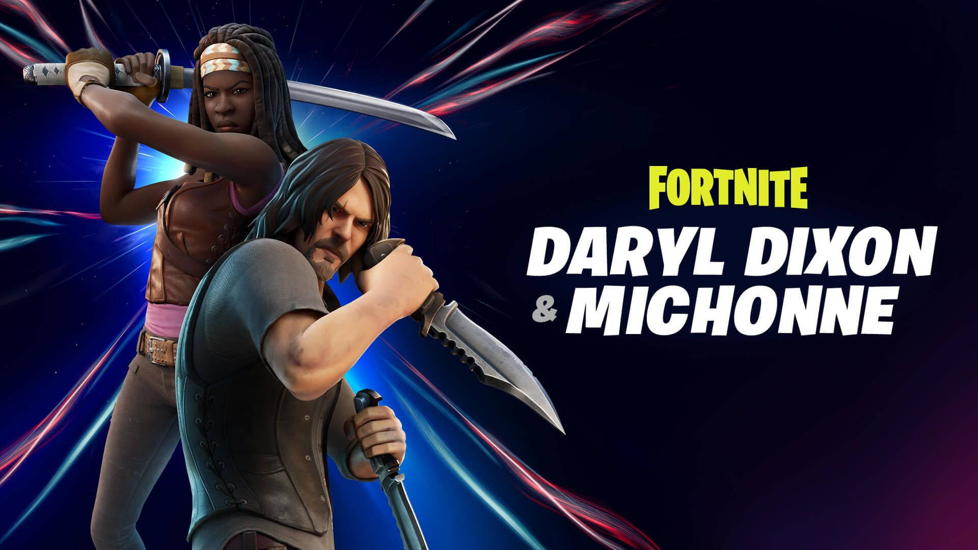Daryl Dixon og Michonne Fortnite Skins Tapet Wallpaper