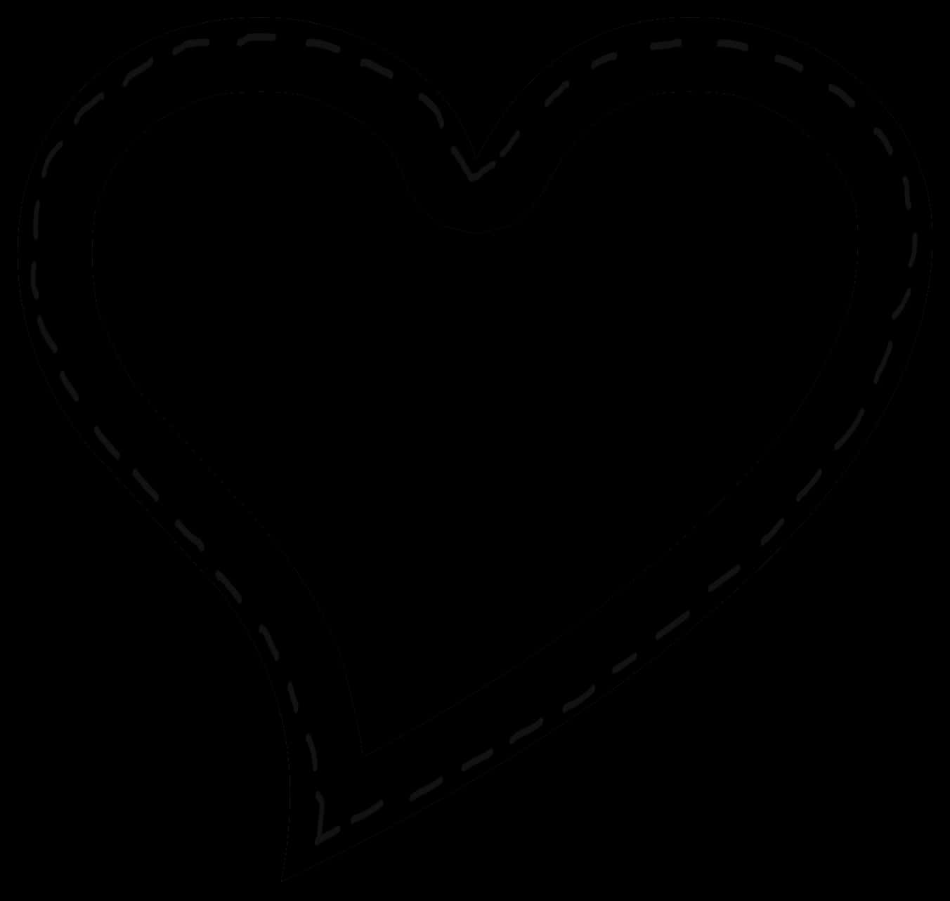 Dashed Heart Outline Black Background PNG