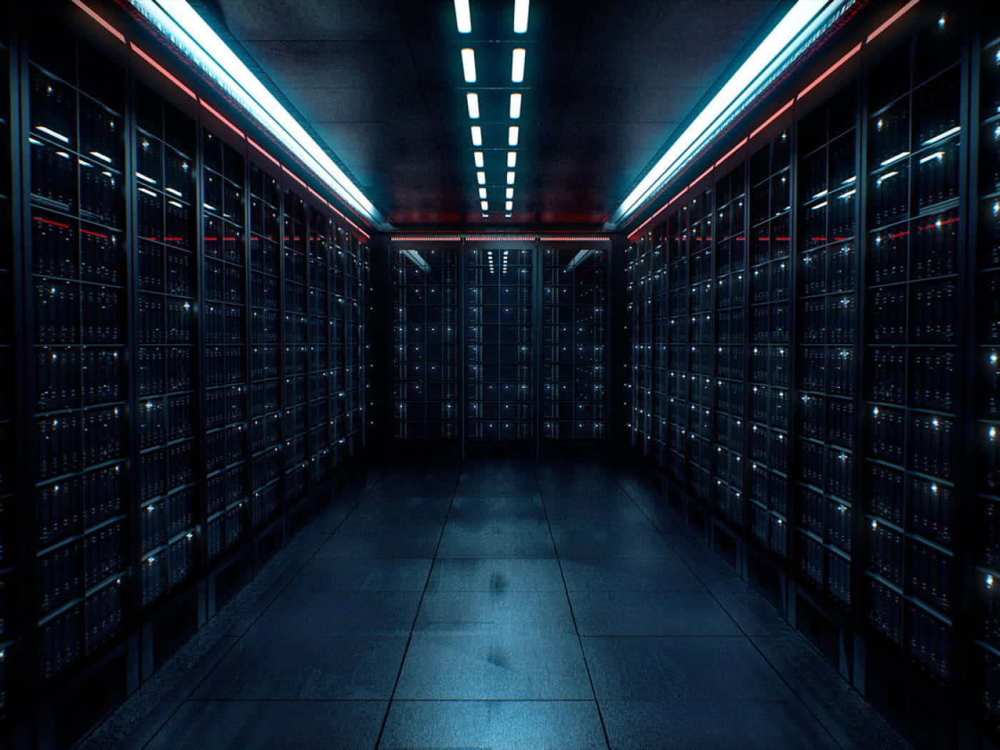 A Dark Hallway With Many Servers