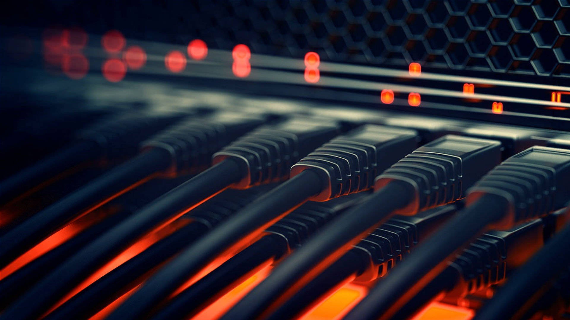 Data Center Red Light Cables Wallpaper